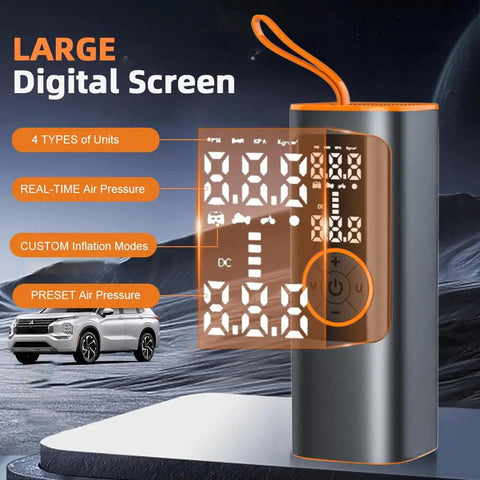 Hot Shot Portable Tire Inflator 150 Psi Air Compressor For Cars with large digital display showing pressure settings and modes.