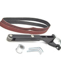 Upgrade Your 100 Mm Angle Grinder With This Heavy Duty Aluminum Belt Sander Bracket Adapter. Includes belt, brackets, and tools.