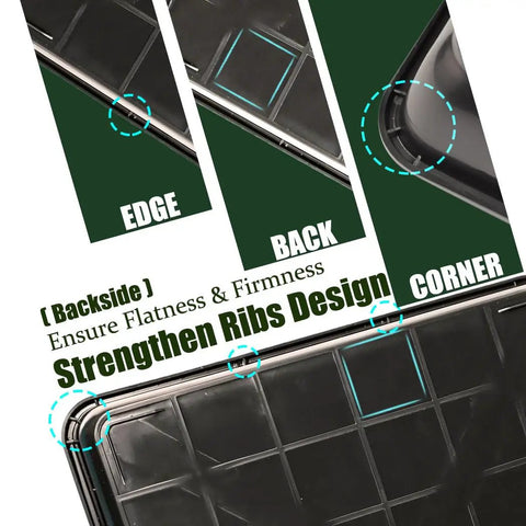 Square Stepping Stone Molds Set For Concrete 10.2 Inch Paver Molds 1.18 Inch Depth Reusable DIY Cement Trays showing edge, back and corner details.