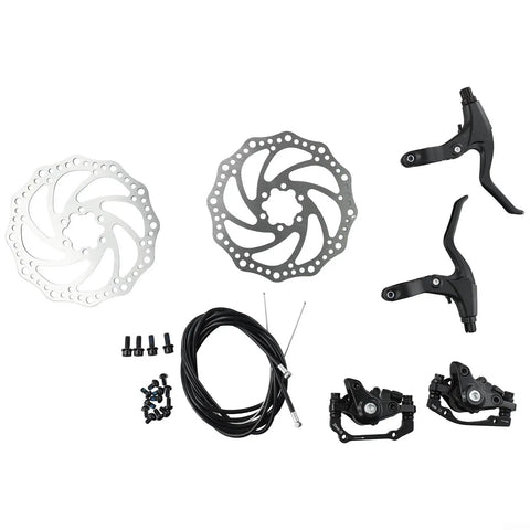 Heavy Duty Mechanical Disc Brake Kit With Aluminum Front Rear Calipers Dual Brake Levers 160Mm Rotors For Road Mountain Bikes Tool Free Assembly including rotors and levers.