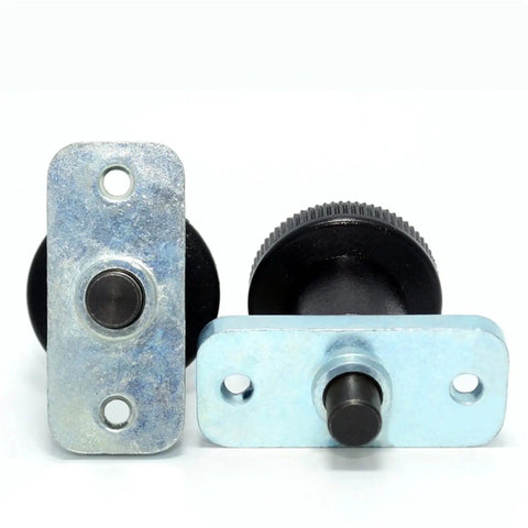 Heavy Duty Flange Mount Indexing Plunger Spring Pin With Top Shelf Plastic Knob For Hardcore Machining Workflows And Rock Solid Part Clamping Using GN608 Model Configuration For Reliable Repeatability, showing side view with flange and knob.