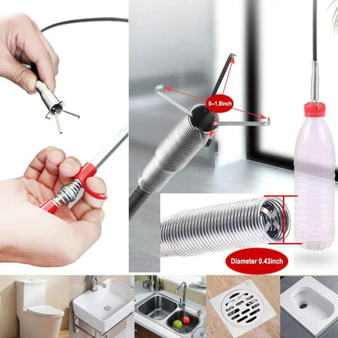 Ultra Slim Drain Snake Clog Remover Tool With Flexible Grabber Reacher Claw For Sink Tub And Toilet Narrow 0.28 Inch Tube 118 Inch Drain Auger For Hair Debris And Tiny Trash Easy Push And Pull Cleaning Access