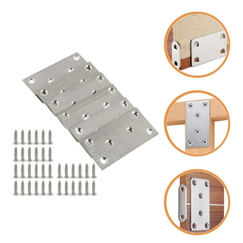 Stainless Steel Flat Corner Brace Plates 10 Pack With Fixing Screws Easy Install Corner Brackets For DIY Furniture Repair