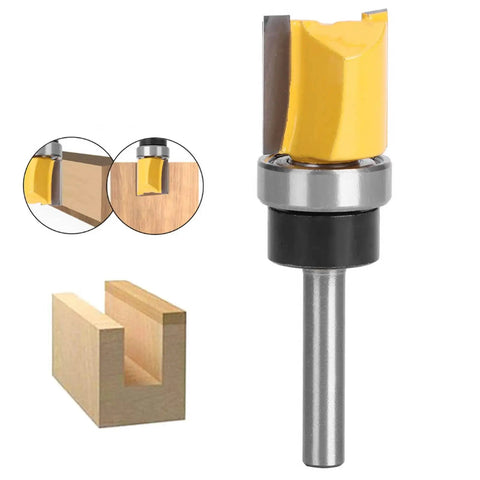 Top Notch 6mm Shank Flush Trim Router Bit Made From Tough Carbon Steel For Sleek Woodworking Cuts on wardrobe doors.