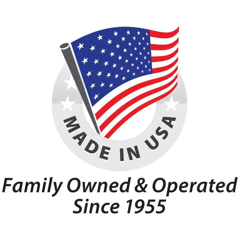 Logo featuring American flag with text 'Made in USA' and 'Family Owned & Operated Since 1955'.
