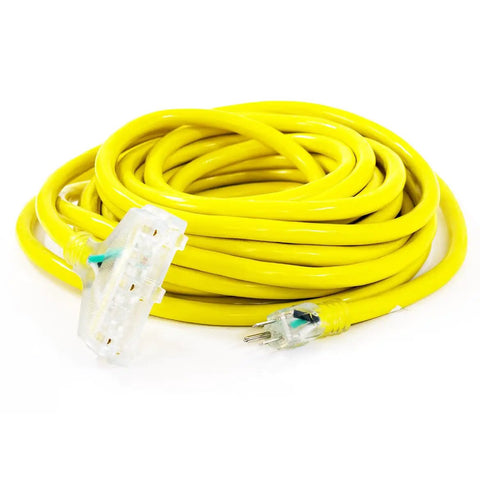 Coiled Rugged Outdoor Extension Cord With Lighted Ends For Easy Power Check 15 Amp 1875 Watts Bright High Visibility Yellow Jacket