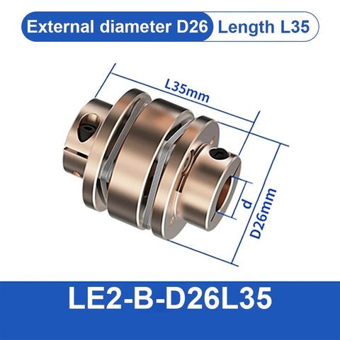 Super Cool Flexible Motor Shaft Coupler For 3D Printers Made From Durable Aluminum Diaphragms, D26, L35 dimensions