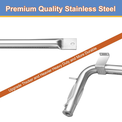 Two Pack Stainless Steel Oven Burner Tubes Gas Replacement For Viking Range 17 Inch Fits EVGIC305 EVGIC365 VGIC305 VGIC367 VGRC605 VGSS480 VGSC300 VGSC305 VGSS300 Right And Left Side Burners, showing premium stainless steel construction