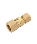 Brass compression union tube fitting with dual-end hex nuts, for 3/8 in x 1/4 in tube OD.