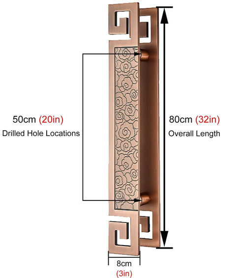 Door Pull Handle For Barn Style Doors Two Side Stainless Steel Push Pull Handle Rectangle Antique Wood Finish Ideal For Indoor Outdoor Use Traditional Oriental Design Durable Interior Exterior Hardware