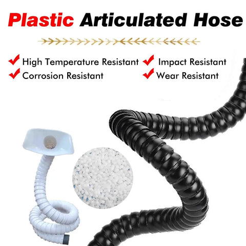 Heavy Duty Flexible Fume Extractor Hose With Rock Solid Suction Hood And No Sweat 360 Adjustable Bending Arm For Shop Smoke Dust And Fast Air Extraction Black with articulated design.