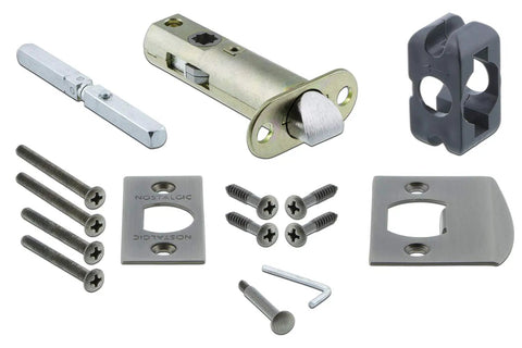 Studio Plate With Craftsman Knob Privacy Lock Set For One Door, 2.75 Inch Backset, Antique Pewter Finish, installation components