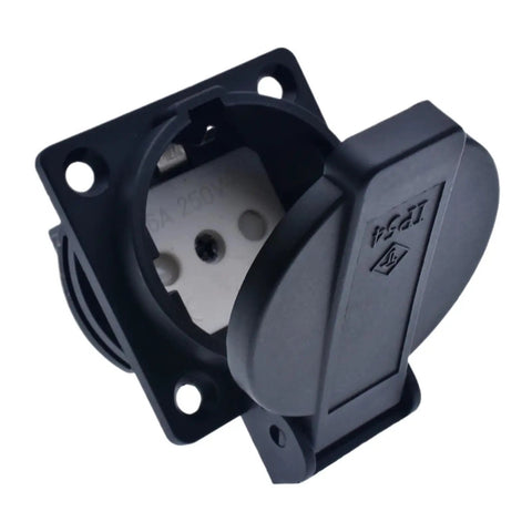 Close-up of Badass CEE7 IP54 Waterproof Industrial Electrical AC Power Female Socket Rewireable Outlet Connector