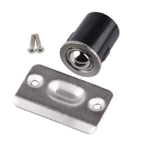 Four Pack Concealed Ball Catch With Matching Strike Plate For Closet Doors Satin Nickel Die Cast adjustable tension and screws.