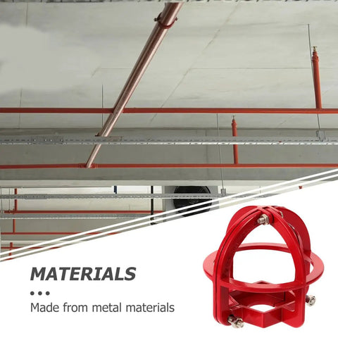 Top Shelf Metal Fire Sprinkler Head Guard Cover For Recessed Pendent Sidewall And Upright Heads With Tough Red Steel Cage Shield view displaying metal construction and installation context.