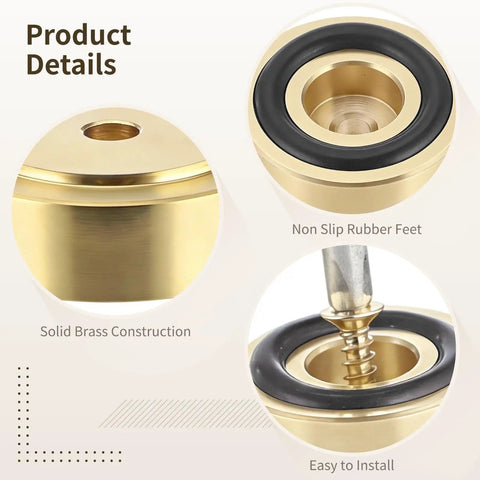 8 Piece Brass Cutting Board Feet With Non Slip Rubber Pads And Mounting Screws For Kitchen Chopping Blocks Furniture