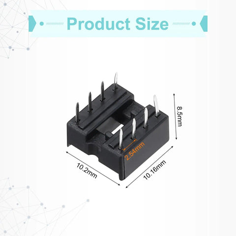 Dip IC Socket Adapters Kit 100 Pcs 8 Pin 2.54mm Pitch For Breadboard And PCB Design IC Replacement And Prototyping Hands On Testing And Repair