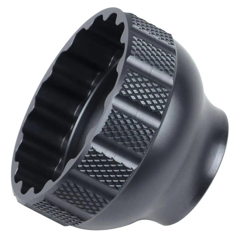 Close-up of 16-Notch Bottom Bracket Tool Black For 41mm OD Threaded BB, Precision Fit In CNC Aluminum, showing notch detail.