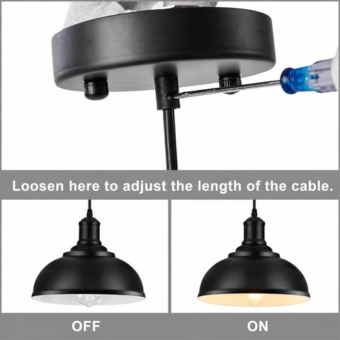 Two Pack Black Pendant Lights For Kitchen Island With Deep Dome Shade And White Interior Industrial Style Chandelier Fixtures Glare Free Task Lighting For Dining Room And Bedroom Eleven Point Four Inches, cable adjustment.