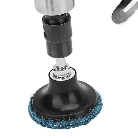 Close-up view of Badass Heavy Duty Pneumatic Die Grinder Right Angle Air Tool, featuring a blue abrasive pad for grinding.