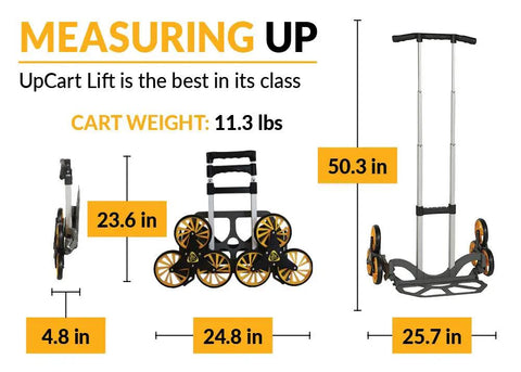 Lightweight Stair Climbing Hand Truck With Quick Fold Design 200 Pound Heavy Duty Moving Cart dimensions and weight details.