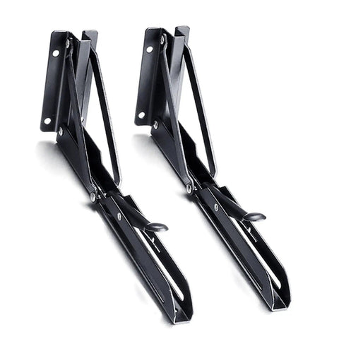 Heavy Duty Folding Shelf Brackets Set For DIY Shelves, 8 Inch Triangle Table And Bench Supports, Space Saving Wall Mount Brackets