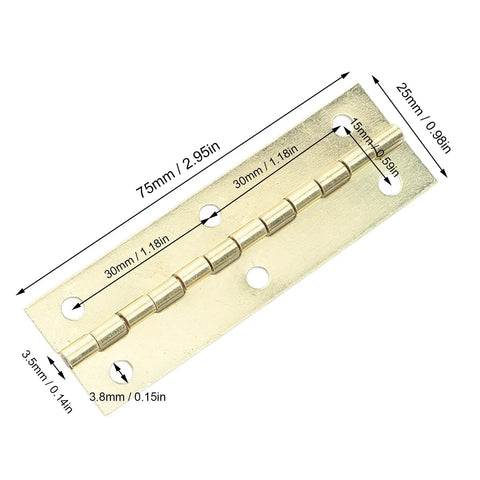 Back Flip Hinge With Iron Construction Folding Cabinet And Closet Door Hinge Retro Vibe Meets Modern Function, gold, with measurements.