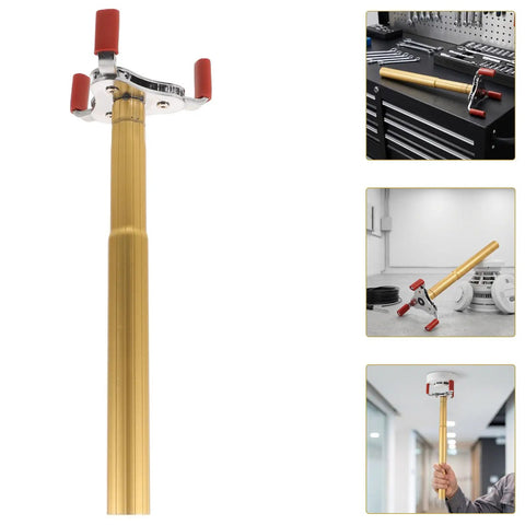 No Sweat Ladder Free Smoke Transducer Assembly Tool With Heavy Duty Aluminum Alloy Fire Alarm Sensor Disassembly Kit, golden aluminum pole.