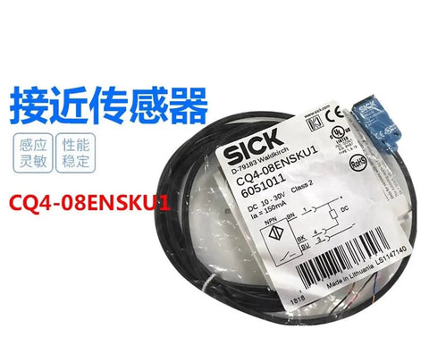Capacitive Proximity Sensor For Industrial Automation, 1 Piece, Model CQ4-08ENSKU1 packaging with cable and label visible