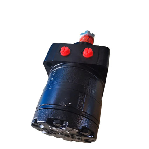 Straight Shot T108663GT Drive Motor Replacement Workhorse For Genie GS 4047 Scissor Lift showing a black motor with red fittings.