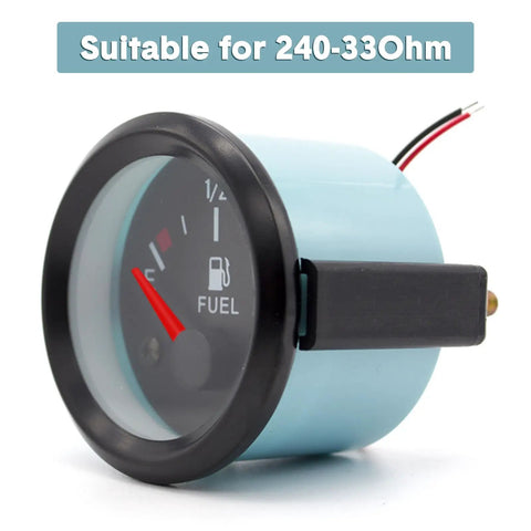 2 Inch Universal Fuel Gauge Kit With LED Backlight Red Pointer Fuel Level Meter For Boats Cars Trucks And Everyday Rigs DC 12V Fuel Tank Gauge Durable ABS Shell For Rugged Use