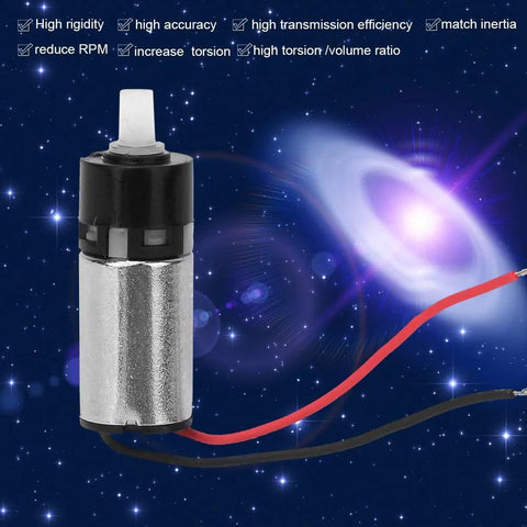 6mm micro DC gear motor with red and black wires, silver cylindrical body and white shaft