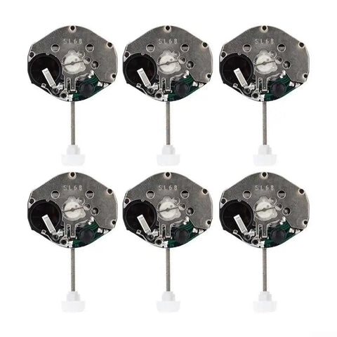 Six Pack Quartz Watch Movement Repair Kit with metal clock mechanism parts, showing silver tone watch movements