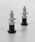 2pcs M6 Stainless Steel Retractable Indexing Plunger With Knob Quick Release Spring Loaded Bolt on gray surface.