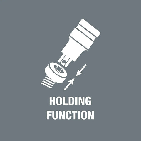 Illustration showing holding function of Zyklop One Quarter Inch Drive In Hex Plus Bit Socket Set With Pro Grade Holding Function