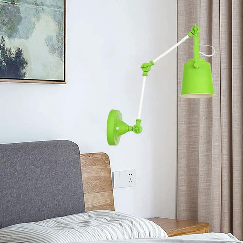 Real Deal Nordic Metal Swing Arm Wall Sconce Adjustable Task Light With Heavy Gauge Body E27 Compatible Easy Install For Bedroom Hallway Living Room Top Pick Gray White Finish in vibrant green color.