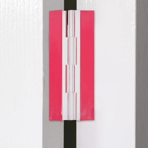 Close-up of Two Pack Self Adhesive Acrylic Cabinet Hinges Flush Mount for Small Doors and DIY Boxes, showing clear durable hinge.