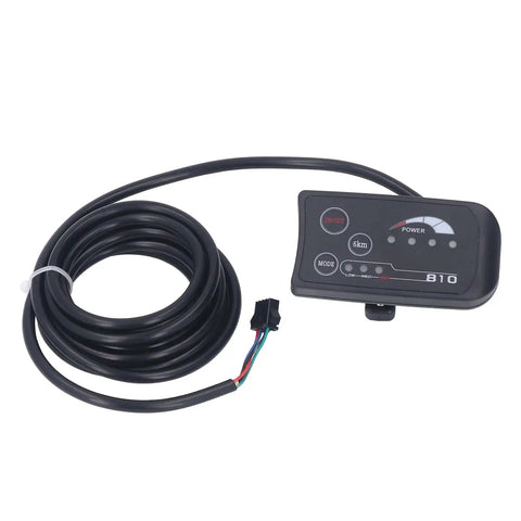 Real Time Battery Power Meter For Electric Bikes And Scooters With 4 Wire LED Display Panel 36V 48V Digital Readout coiled cable view
