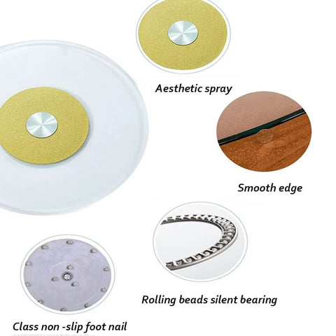 Heavy Duty Tempered Glass Lazy Susan Turntable For Dining Tables with smooth edge and rolling beads silent bearing