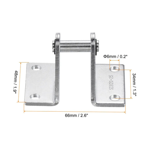 66x48mm Air Cylinder Rod Clevis Mounting Bracket Rear Pivot For Pneumatic Systems, Silver, 6mm Hole, Made From Durable Low-Carbon Steel, Wear-Resistant, High-Strength Industrial Automation Mounting Part, front view