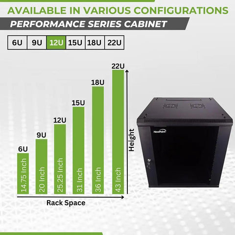 12U Wall Rack Server Cabinet With Dual Cooling Fans Locking Glass Door And Removable Sides Heavy Duty 19 Inch Network Enclosure dimensions and configurations