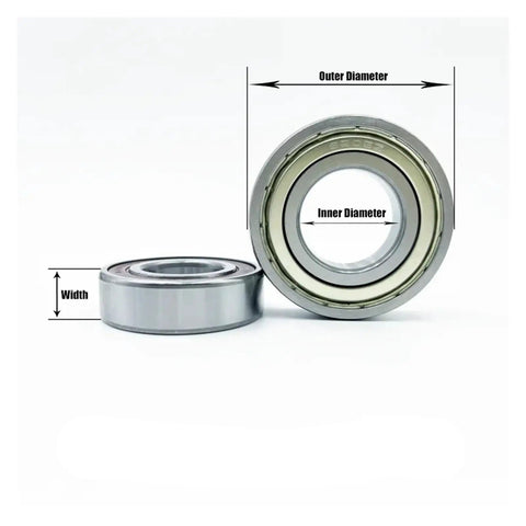 Heavy Duty Deep Groove Ball Bearing Set Sizes 6200 Through 6207 Featuring ZZ DDU RS Seals For Electric Motorcycles with labeled measurements.