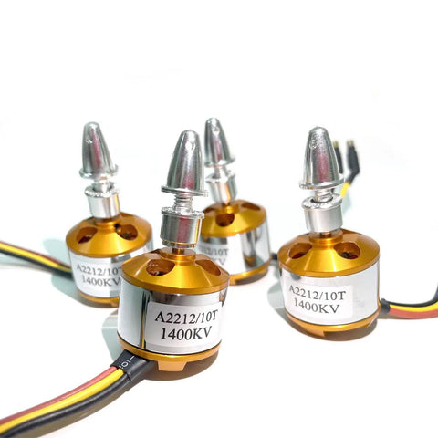 A2212 1400KV Brushless Outrunner Motor With 3 Point 5mm Male Banana Connectors for RC aircraft and multicopters, pack of four.
