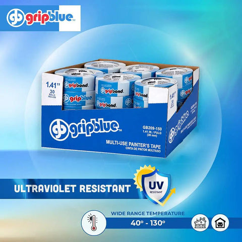 Box of Blue Painter's Tape Pro-Grade 1.5 Inch Wide, 30 Rolls Masking Tape For Sharp Lines and Clean Edges