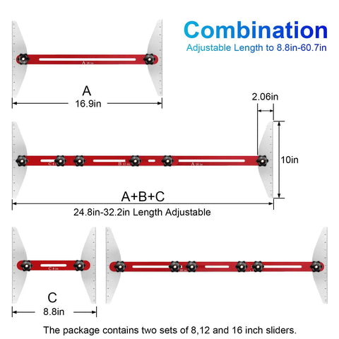 Fo Sho Spot On Stair Tread Template Tool Heavy Duty Aluminum Step Layout Jig For Risers And Treads with adjustable lengths and measurements.