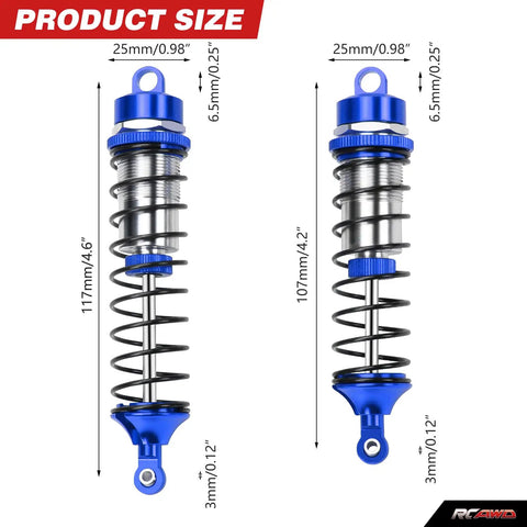 Gorgon Big Bore Shocks Set For ARRMA 1 To 10 Scale RC Cars Upgrade Front And Rear Aluminum Oil Filled Absorbers dimensions