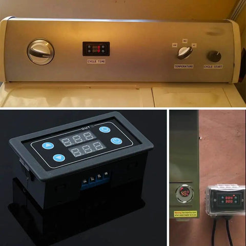Plug And Play Delay Relay Module AC 85V-265V With LED Display Time Delay Switch 0-999S 0-999M 0-999H Digital Timer For Lights Water Pumps Engines Cycle Delay Relay Control, black ABS module