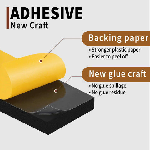 Yellow foam weather-stripping tape roll with backing paper on a black foam surface; for door sealing and soundproofing