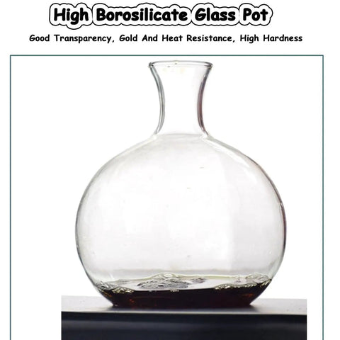 High Borosilicate Glass Pot showcasing good transparency and heat resistance, ideal for beverage preparation.