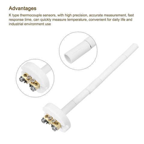 MECCANIXITY 6-in K-type ceramic kiln thermocouple sensor probe with 3.3-ft wire, white